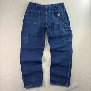 Carhartt Jeans Men 36x30 Blue Dungaree Carpenter Pants Workwear Utility Relaxed